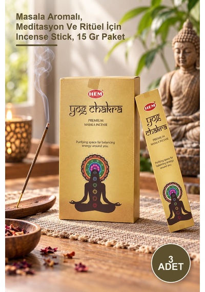 3 Adet Yog Chakra Masala Tütsü Çubuğu Masala Aromalı, Meditasyon Ve Ritüel İçin Incense Stick, 15 Gr Paket