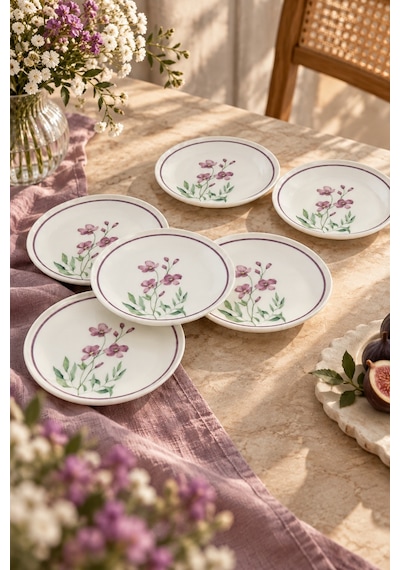 Bernardo Violet 6 Parça Pasta Takımı Beyaz - Pembe
