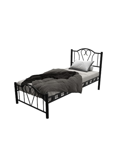 Argimo Orkide Tek Kişilik Ferforje Siyah Metal Karyola 90x190