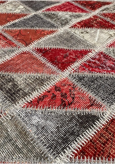 El Dokuması Vintage Halı Özel Tasarım Patchwork Koleksiyonu Çok Renkli