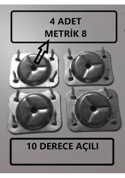 Hamadex Açılı Metal Bağlantı Aparatı, M8 Vida Girişli, 4 Adet, Mobilya Montaj Aparatı, Masa Sandalye Sehpa İçi Genel