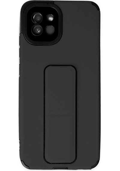 Samsung Galaxy A03 Kılıf Mega Standlı Silikon - Siyah