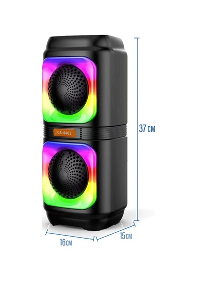 Diğer - Siyah - Bluetooth Hoparlör 10w Speaker Tws Kablolu Karaoke Mikrofon 2x4inç Rgb Işıklı 1500mah Batarya Bls-48