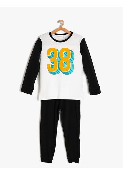 Koton Baskılı Pijama Seti Kırık Beyaz 9kkb24358ok Ekru