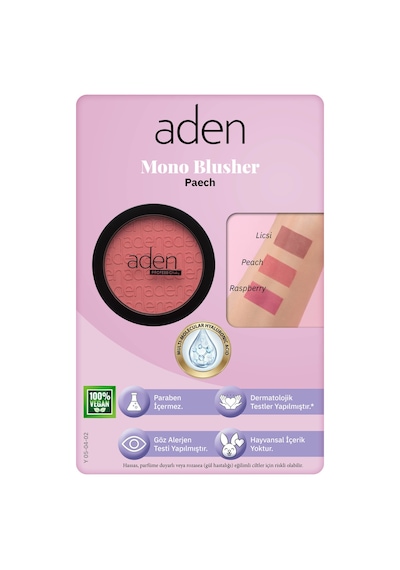 Aden Mono Blusher - Tekli Allık 02 Peach Şeftali 0