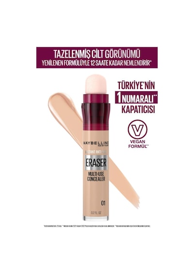 Instant Eraser Kapatıcı 01 Light + Mini Sky High Maskara Makyaj Seti pktinekapmskhmasst-8771 Diğer
