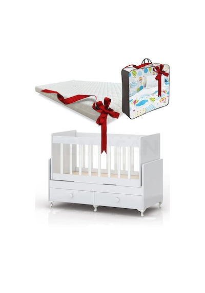 Anne Yanı Sallanır Bebek Beşiği, Mavi Uyku Setli, Yataklı, Çekmeceli 60 X 120 Mavi
