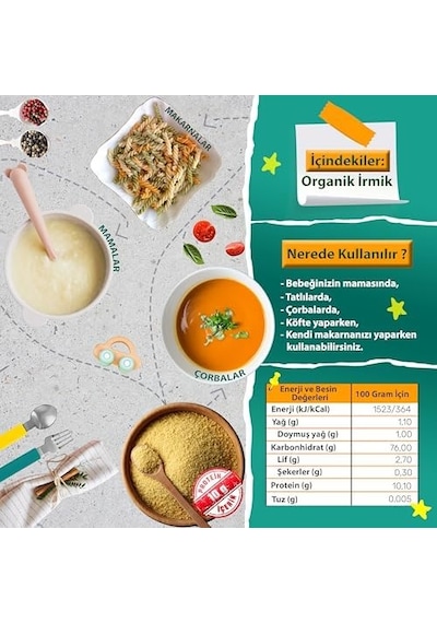 Organik İrmik +6 +8 Ay - 250 Gram