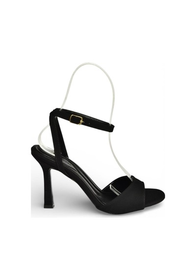 Fox Shoes Y997264604 Siyah Kumaş İnce Topuklu Kadın Ayakkabı Siyah