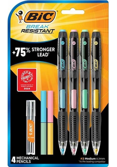 BIC Break Resistant Mekanik Uçlu Versatil Kalem Seti 0.7 mm 4 Kalem + 6 Uç + 4 Silgi