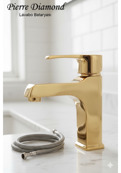 590-1 Lavabo Bataryası Lüks Ağır Tip Sabit Banyo Lavabo Musluğu Siyah Beyaz Gold Krom Gold