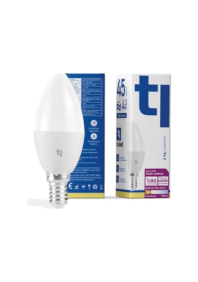 Redeem Plus C37S E14 Mum Ampul, Titreşimsiz, Göz Konforu, 606 Lümen, Tatlı Beyaz, 3500 Kelvin