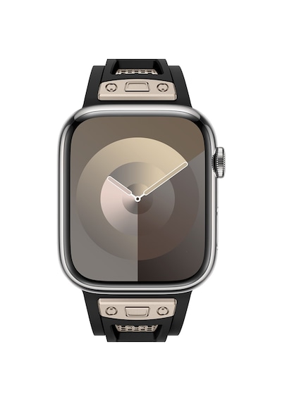 Apple Uyumlu  Watch Ultra 1 / 2 49mm Kordon Delikli Metal Süslemeli Desenli Silikon Band 117