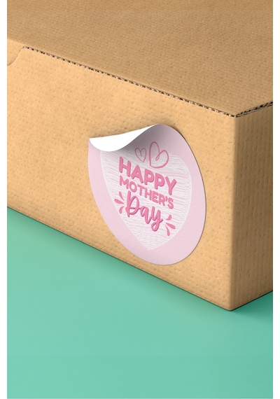 Happy Mother's Day Kalp Etiket 3x3cm St2394 Çok Renkli