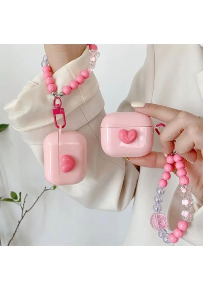 Pembe Kalpli Sevimli 2.nesil Uyumlu Airpods Koruyucu Kılıf