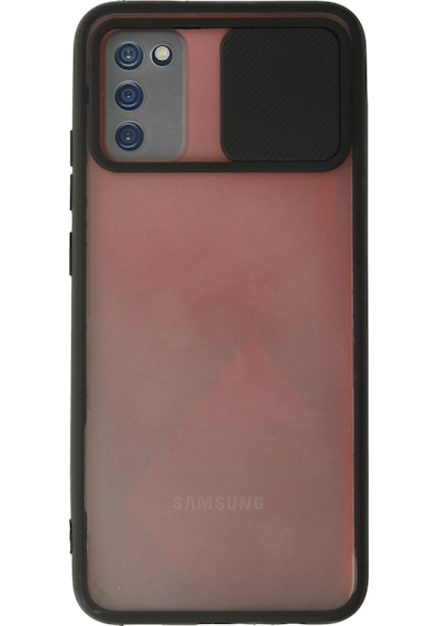 Samsung Galaxy  Uyumlu,  A03s Kılıf Palm Buzlu Kamera Sürgülü Silikon - Siyah