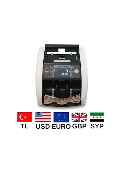 Bill Counter AE-2001 5 Ülke Parası Karışık Para Sayma Makinesi USD, EURO, TL, GBP, SYP