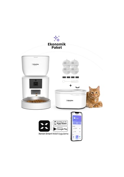 Akıllı Otomatik Kedi Köpek Mama Kabı Programlanabilir Besleme Kasesi Su Pınarı Sebili Ve Yedek Filtreler 3'lü Pet