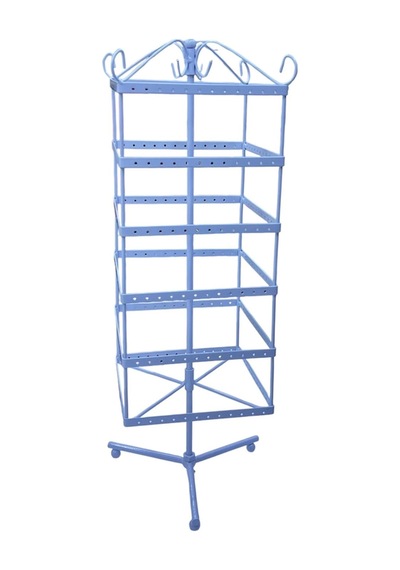 İthal Metal Dönen Kare Model Beyaz Renk 46x16 Cm Küpe Standı