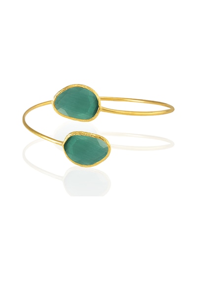 Kadir Jewellery 22 Ayar Altın Kaplama Zirkon Taşlı Ayarlanabilir Trend Bilezik Ördek Yeşil