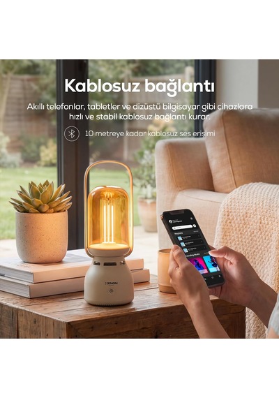 Lexroo Taşınabilir Filament Lamba Ve Bluetooth Hoparlör Kamp Outdoor Kullanım İçin Çift Fonksiyonlu Çok Renkli
