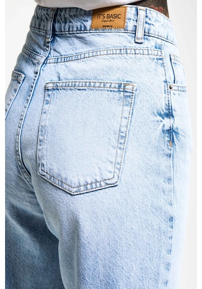 Itsbasic Kadın Ice Doris 4s6-3 Straight Fiy Yüksek Bel %100 Koton Denim Jean Ice Kot