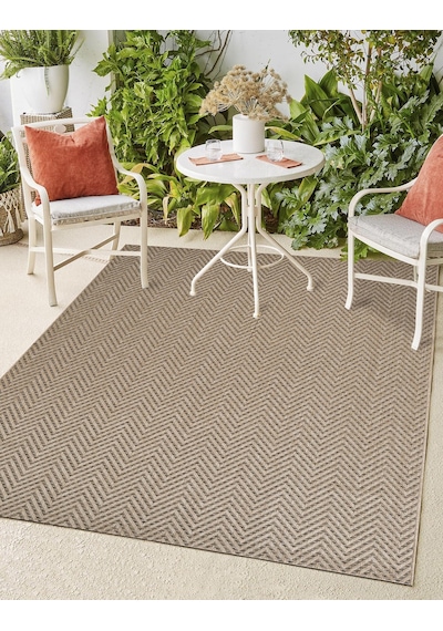 Sisaluna 4441 Bej Jüt Tabanlı Modern Dokuma Kilim Sisal Hasır Halı Bej