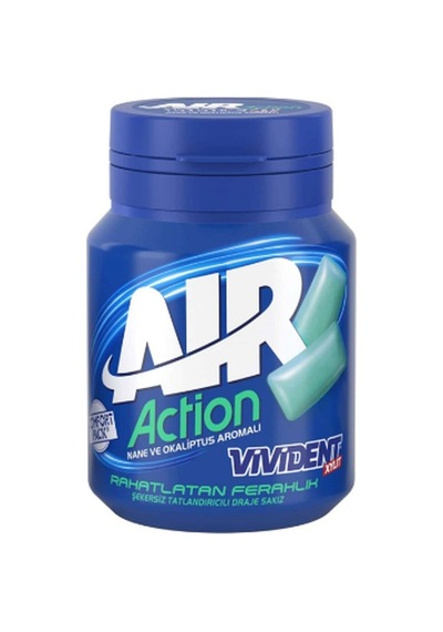 Vivident Air Action Nane Okaliptus Aromalı Şekersiz Tatlandırıcılı Draje Sakız Kutu 67 G