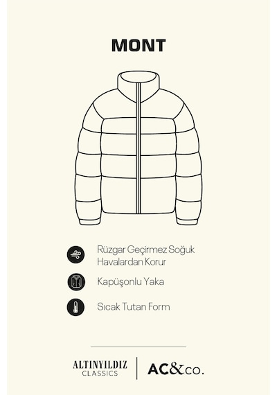 AC&Co / Altınyıldız Classics Erkek Lacı Standart Fit Normal Kesim Dik Yaka Kapüşonlu Yan Cepli Casual Mont Laci