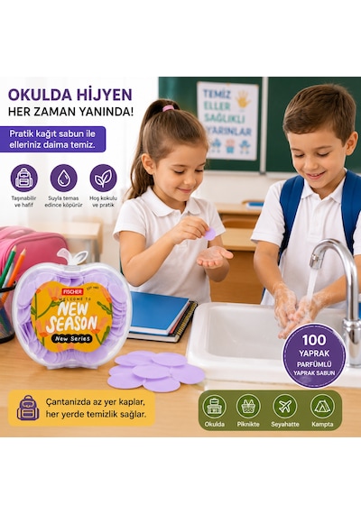 Bakgelal Yaprak Sabun Seti Taşınabilir Mini El Temizleme Sabunu Seyahat Hediyelik Biberiye - Lavanta