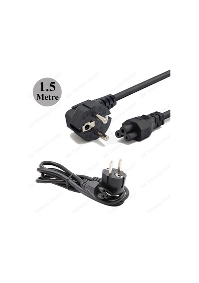 Notebook Şarj Adaptörü 3Lü Yonca Power Güç Kablosu - 1.5 Metre
