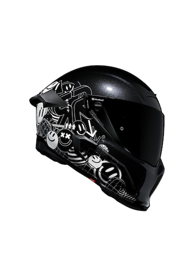 Ruroc At4.0 Street Rush Kapalı Kask Siyah - Beyaz