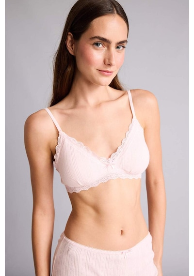Defacto Dantel Detaylı Çıkarılabilir Kap Çıkarılabilir Pedli Balensiz Açık Pembe Bralet G7762ax26sppn648 Pembe-pn648
