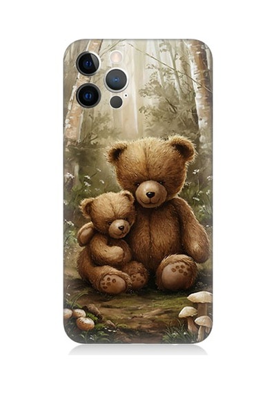 Apple Uyumlu iPhone 12 Pro Uyumlu Teddy Ayılar Desenli Silikon Kılıf -
