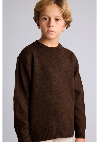 Defacto Oversize Bisiklet Yaka Triko Basic Kazak Erkek Çocuk I3438a826cwbn341 Kahve-bn341