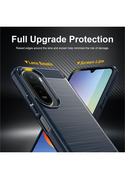 Caseonn Xiaomi Poco C81 Pro Kılıf Karbon Fiber Desenli Koruyucu Arka Kapak Siyah