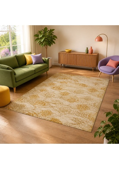 Kartela Halı Liva Halı Jüt Taban Dokuma Halı Hardal Sarısı - 80 X 120 Cm