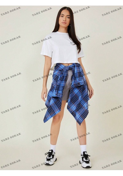 Flood Of Style Crop Ckod-232913 Pamuk Damla Omuz Düz Kısa Beyaz