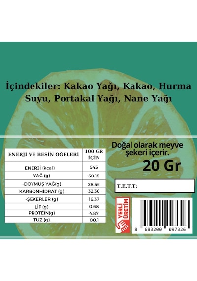 Dolcida Nane Portakal Şekersiz Bitter Çikolata 20gr-3362