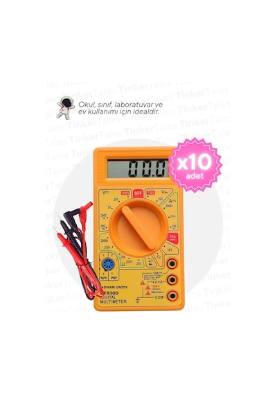 10'lu Dt-830d Dijital Multimetre Akım-gerilim-direnç Testi Okul Sınıf Ve Ev Için Uygun Arduino Uyumlu