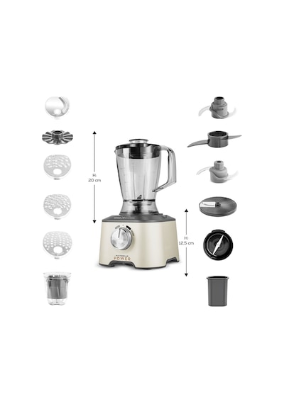 Karaca x Refika Mastermaıd Power 10 İn 1 Mutfak Robotu Swiss Cream 2000W Power 10 In 1 Gıda Haz. Set Swiss Cream