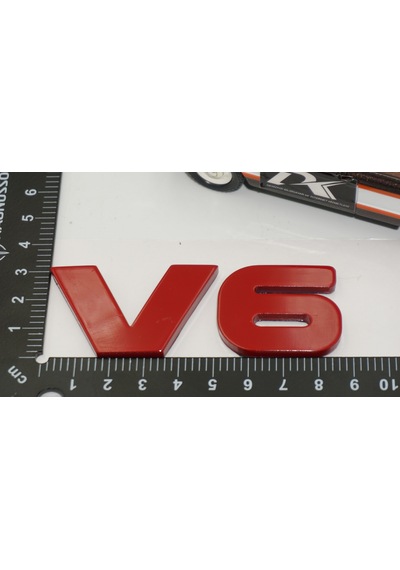 Dk Tuning V6 Bagaj Kırmızı Yazı Logo Amblem Bagaj Arma