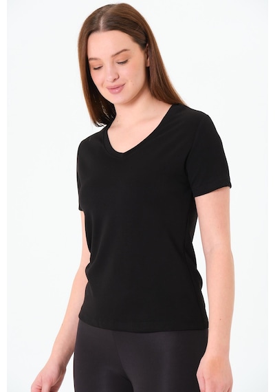 Sortie Collection V Yaka Premium Modal Kumaş Basic Tişört - Siyah