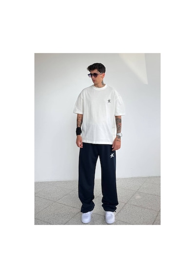 Zaee Star Nakışlı Oversize Tişört Beyaz