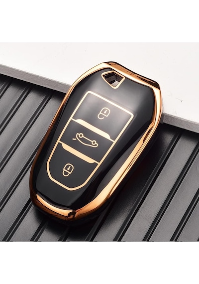 Autohan Keys Lüx Ds7 Crossback Anahtar Koruma Kılıfı, Siyah-altın Renk, Nano Kaplama, Sustasız Standart