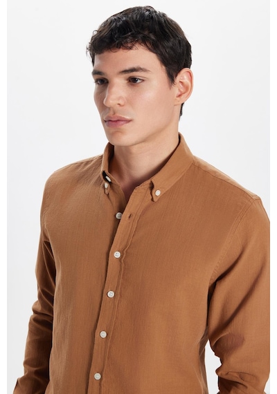 Tudors Erkek Slim Fit Dar Kesim %100 Pamuk Keten Doku Düğmeli Yaka Kahverengi Gömlek-32809 Kahverengi Tudors Erkek Slim Fit Dar Kesim %100 Pamuk Keten Doku Düğmeli Yaka Kahverengi Gömlek-32809 Kahverengi