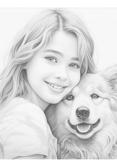 Anime Güzel Kız İle Köpeği Boyama Kitabı 100 Tam Sayfa