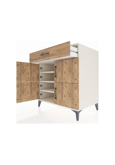 Kronos Şifonyer 3 Raflı Tek Çekmeceli 4 Kapaklı 88x59x96 Aytaşı-çam Aytası