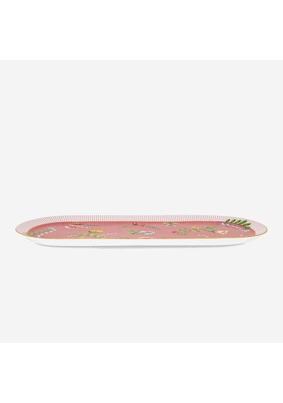 Pembe Porselen Servis Tabağı 33,6x15,5 Cm