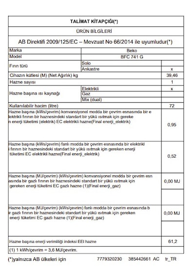 Beko BFC 741 G Beyond Serisi Ankastre Fitfry Buhar Destekli Fırın
